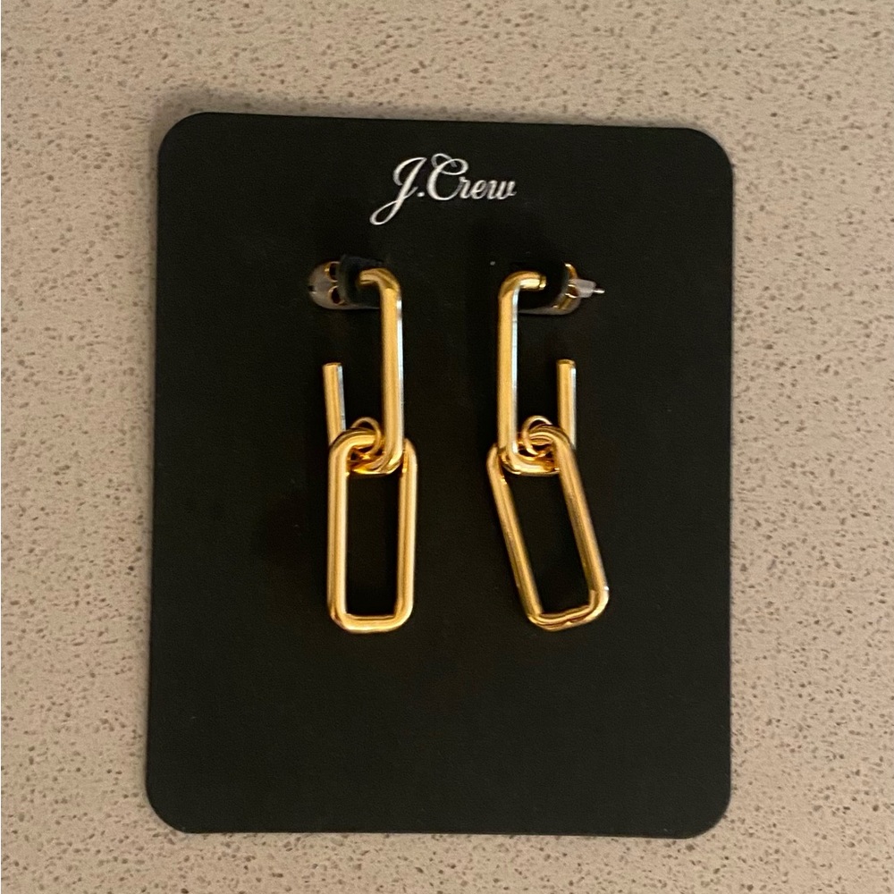 Gold J. Crew double link drop earrings